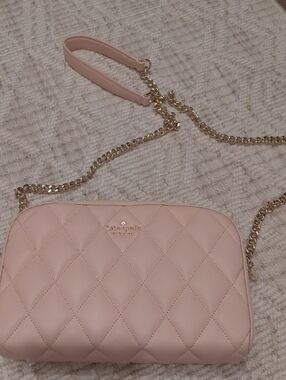 kate spade Pale Pink Quilted Crossbody with Gold Chain